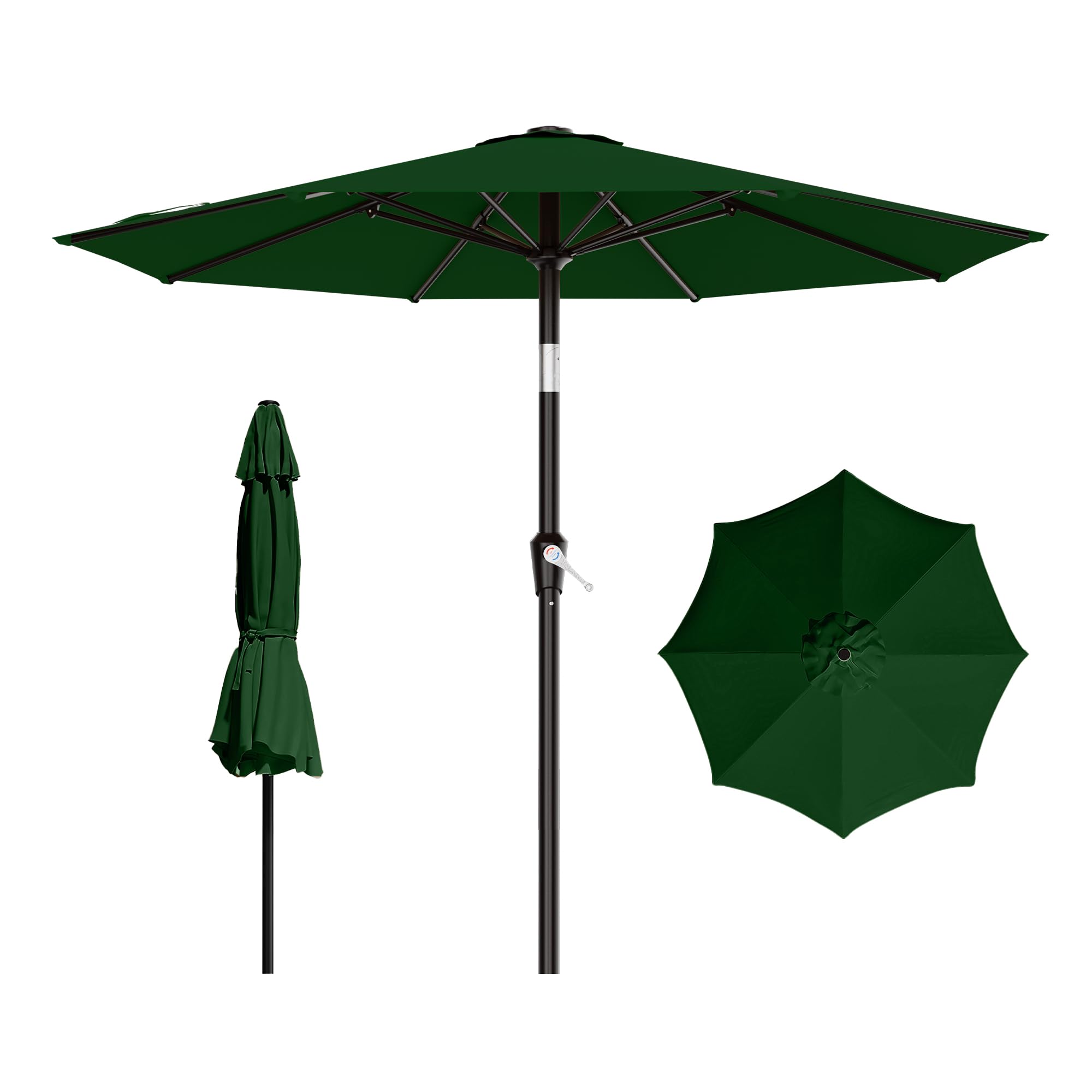 areshark 9 ft patio umbrella for outdoor, outdoor table umbrella with push button tilt and crank, outdoor patio umbrellas with 8 sturdy ribs for market, garden, pool (dark green)