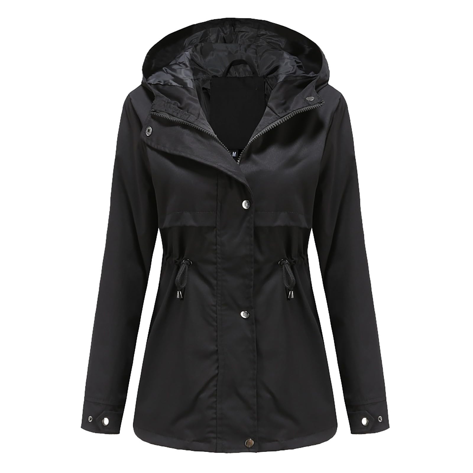 LOIJMK Women's Rain Jacket, Waterproof, Breathable with Hood, Hiking  Jacket, Women, Black Zip, Softshell Jacket, Windstopper, Water-Repellent,  Outdoor