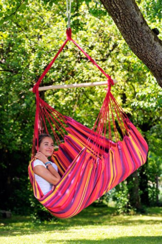 AMAZONAS Hängesessel wetterfest UV-beständig Relax Vulcano mit Querstab aus Holz 85 cm bis 120 kg buntgestreift 4