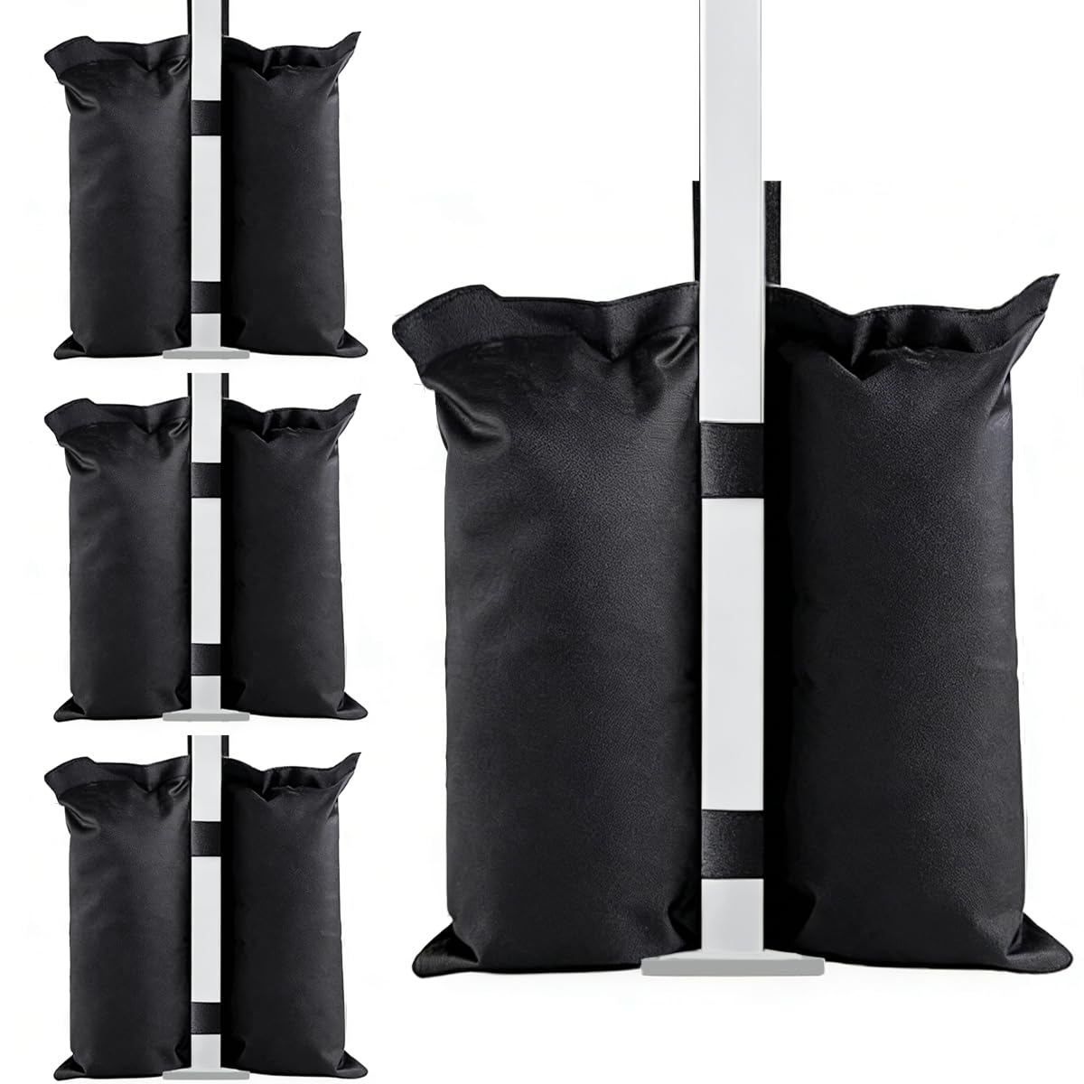 4 Gazebo Sand Weights Bags, 800d Gazebo Weights, Tent Sandbags, Stitched Sandbags for Secure Outdoor Anchoring, Sand Bags for Canopies, Pop up Canopy Tent, Patio Umbrella Furniture (Black)