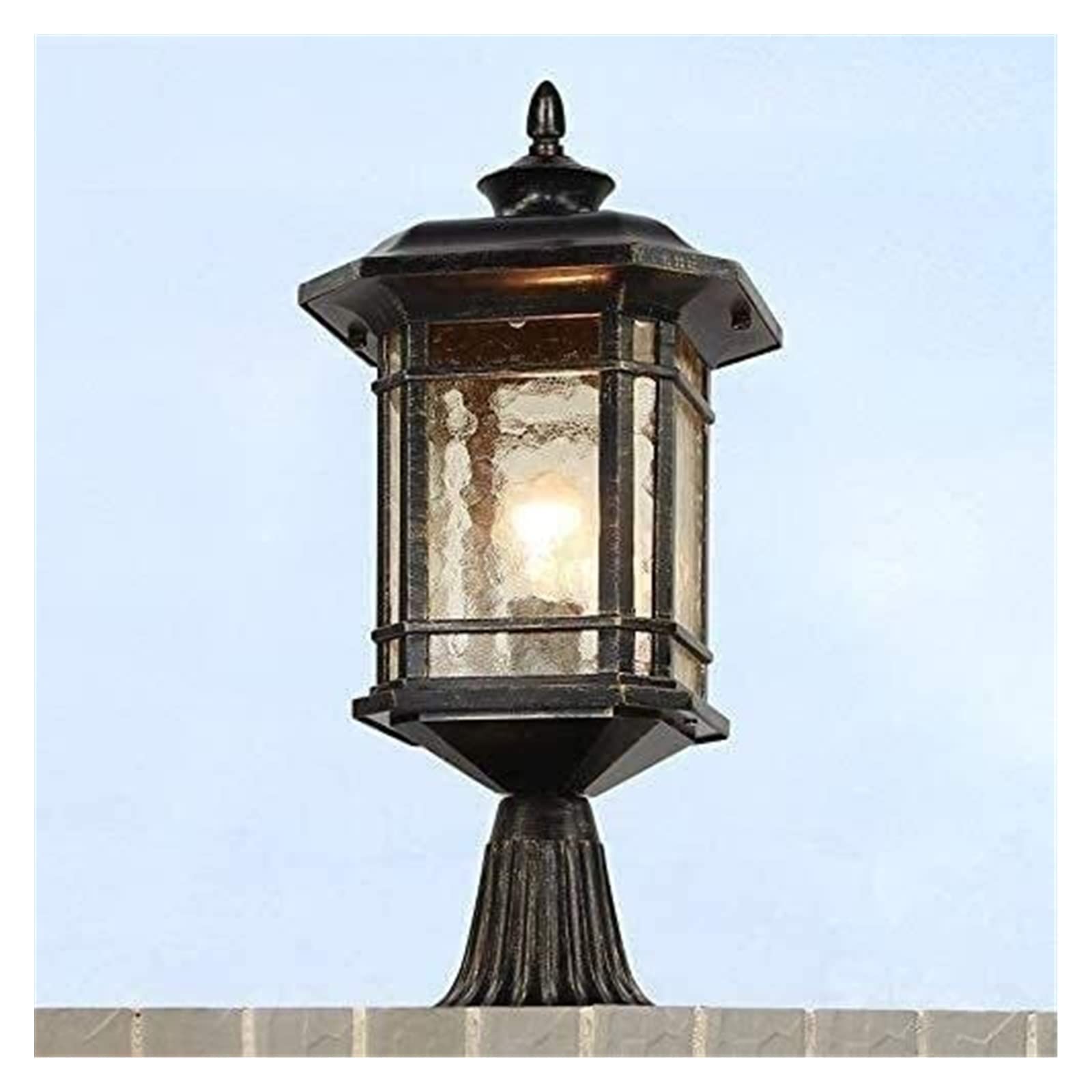 Luci a colonna per cortile Lampada per palo Doria Lampada a colonna nera opaca IP55 Luci per molo impermeabili per esterni Corridoio Portico Padiglione Luci per patio Lampada da giardino in vetro per