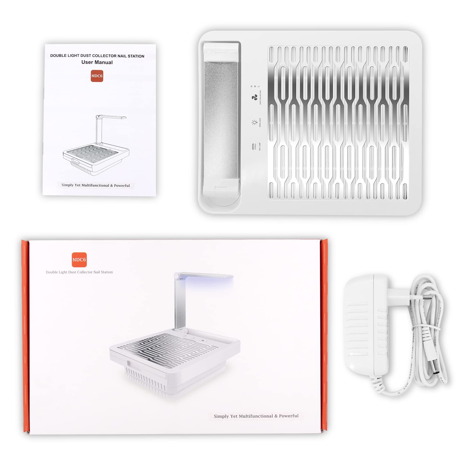 Aspirador Uñas Profesional de Escritorio para Pedicura y Manicura,con Lámparas de Uñas y LED,Velocidad Ajustable,sin Necesidad de Bolsas de Polvo