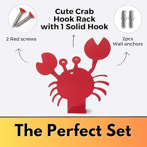 Miniatura 7 de ARTiLETTO Gancho de pared para niños de cangrejo lindo perchero individual para niños, soporte para colgar chaquetas, abrigos, mochilas, sombreros,