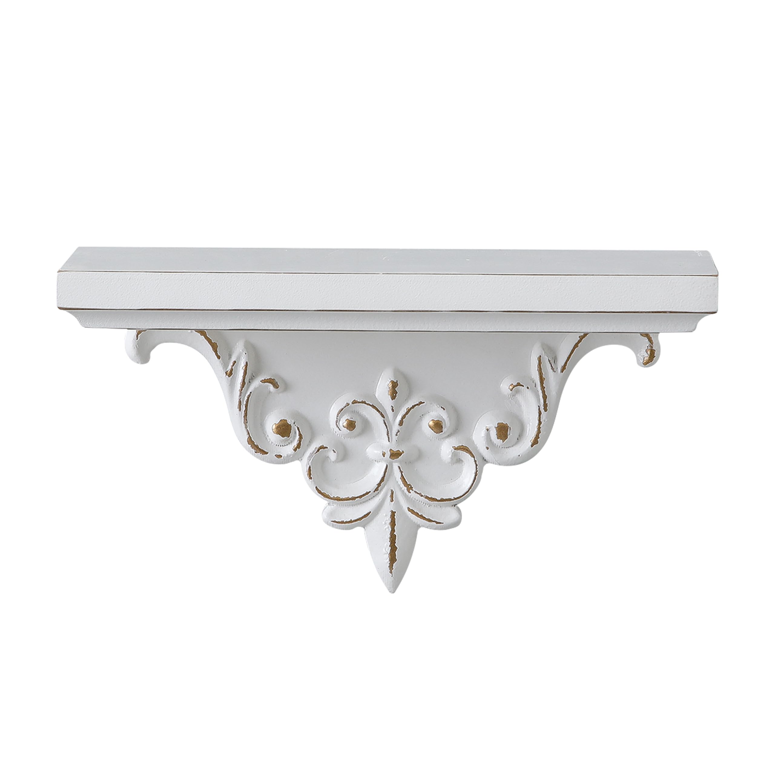 Étagère Murale Vintage 36 cm, Baroque Etagere Murale Bois, Etagere Blanc pour Salon, Chambre à Coucher, Couloir