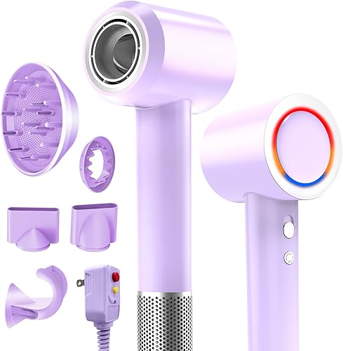 Miniatura 9 de Secador de pelo, secador de pelo de secado rápido de 1800 W con motor sin escobillas de alta velocidad de 160,000 rpm, secador de pelo de bajo ruido