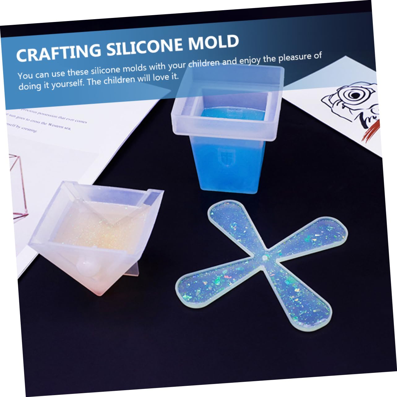 Lurrose 4ensembles Moule Silicone pour Windmill Moulage Rotatif avec Accessoires pour Décorations Artisanales Facile à Démouler Et Réutilisable