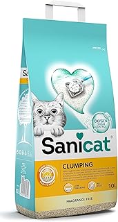 Sanicat – Klumpstreu ohne Duftstoffe | Hergestellt aus natürlichen Mineralien mit garantierter Geruchsbindung | Absorbiert die Feuchtigkeit und erleichtert die Reinigung | Packungsgröße 10 l product image