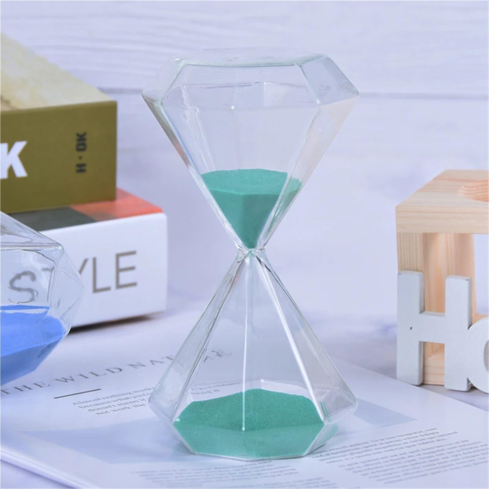 2 stücke Transparente Glas Sanduhr Timer Sand Uhr Schlafzimmer Studie Büro Wohnzimmer Ornament Für Home Office Deko(Purple,L)