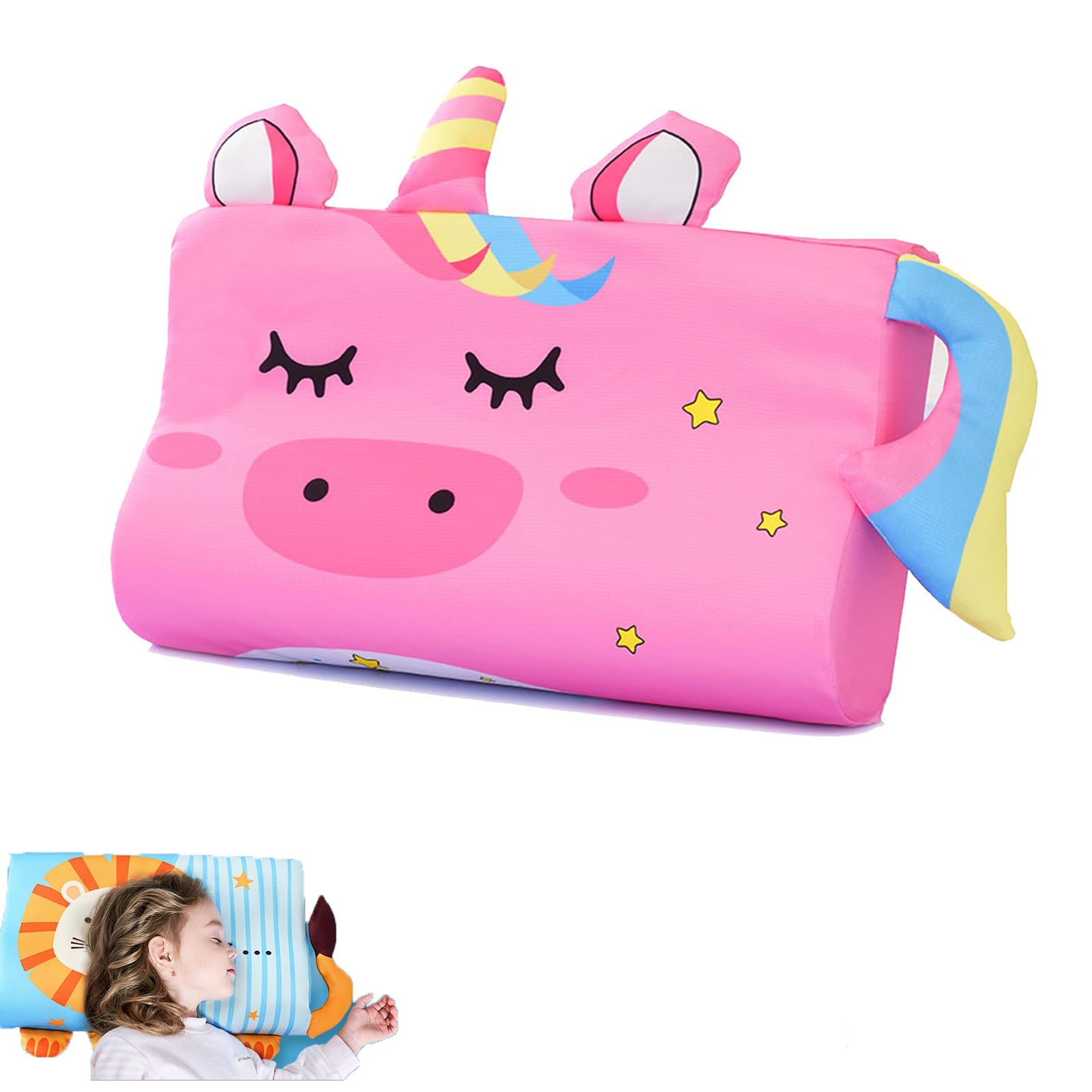 JJKTO The Children's Pillow ，Kids Neck Pillows For Travel, Calmly Ergonomic, Breathable and Skin-Friendly，The Children's Pillow for Better and Healthier Sleep, for Boys & Girls Stroller Pillow