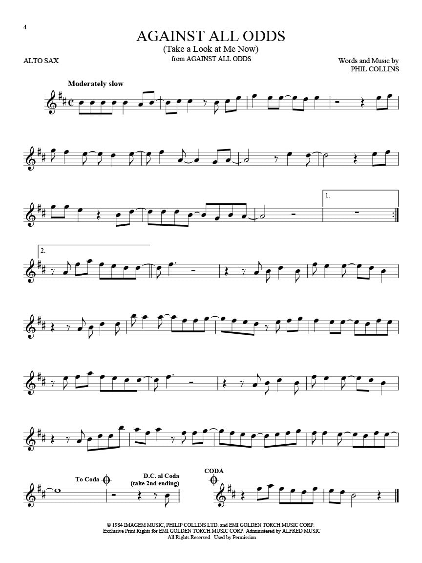 101 movie hits for alto saxophone