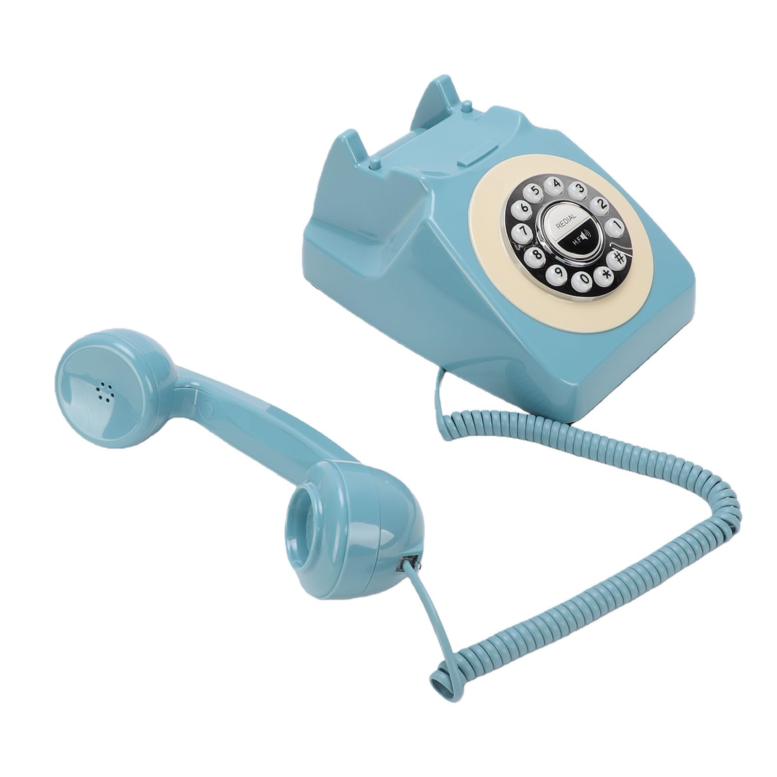 Garsent Teléfono Bluetooth Retro, Teléfono Fijo Bluetooth, Inalámbrico Antiguo de Estilo Vintage con Batería Recargable USB, Llamadas Manos Libres y Reproducción de música. (Blue)