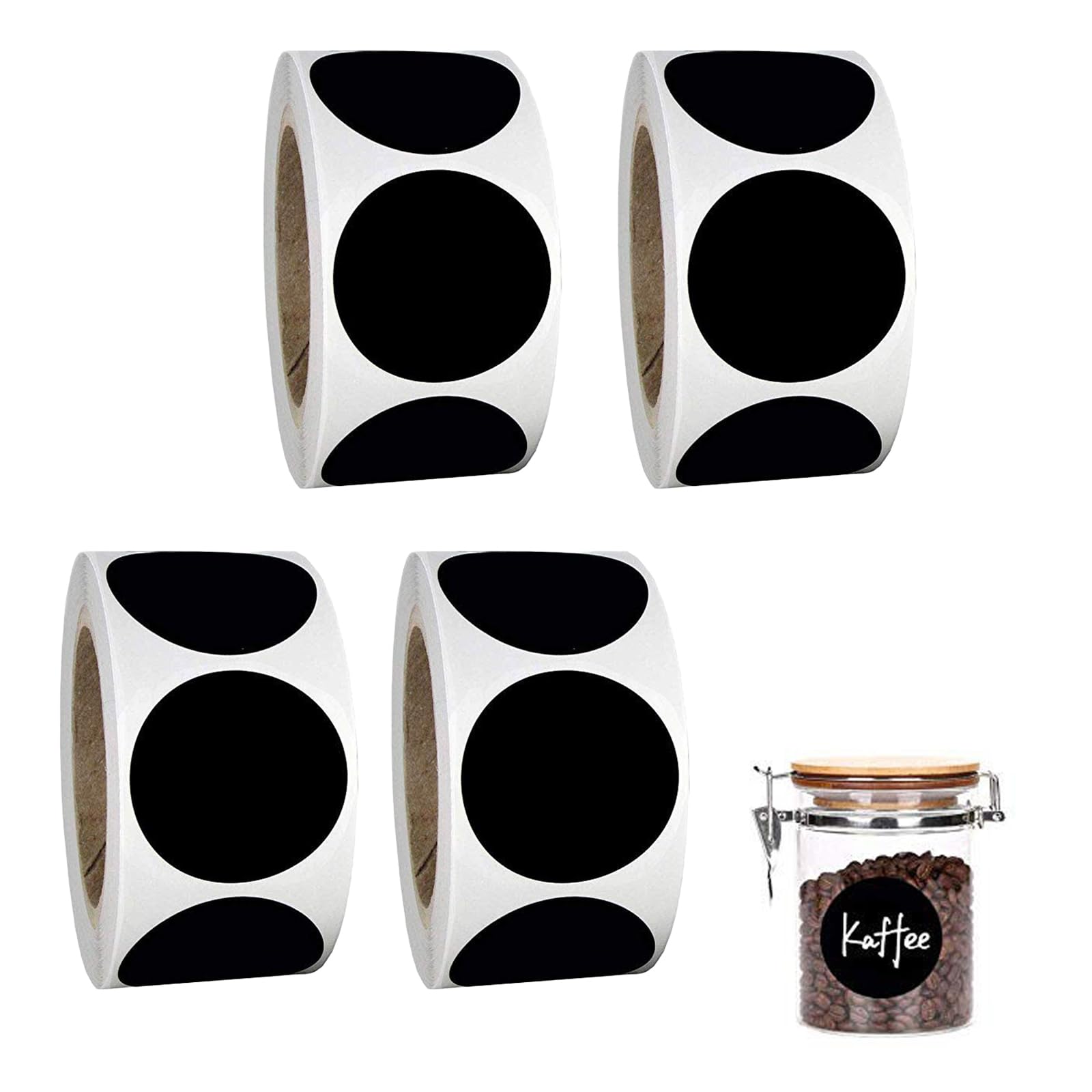 AWOCAN 600PCS Round Chalkboard Labels Reusable Storage Labels for Jars/Spice/Organize (Black)