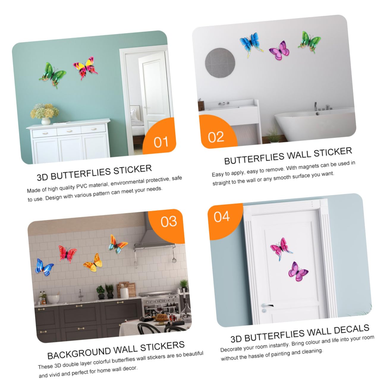 SHINEOFI 6 Set Adesivi Murali Farfalle Colorate Decorazioni Creative e Ufficio Facili da Applicare e Rimovibili per Superfici Lisce