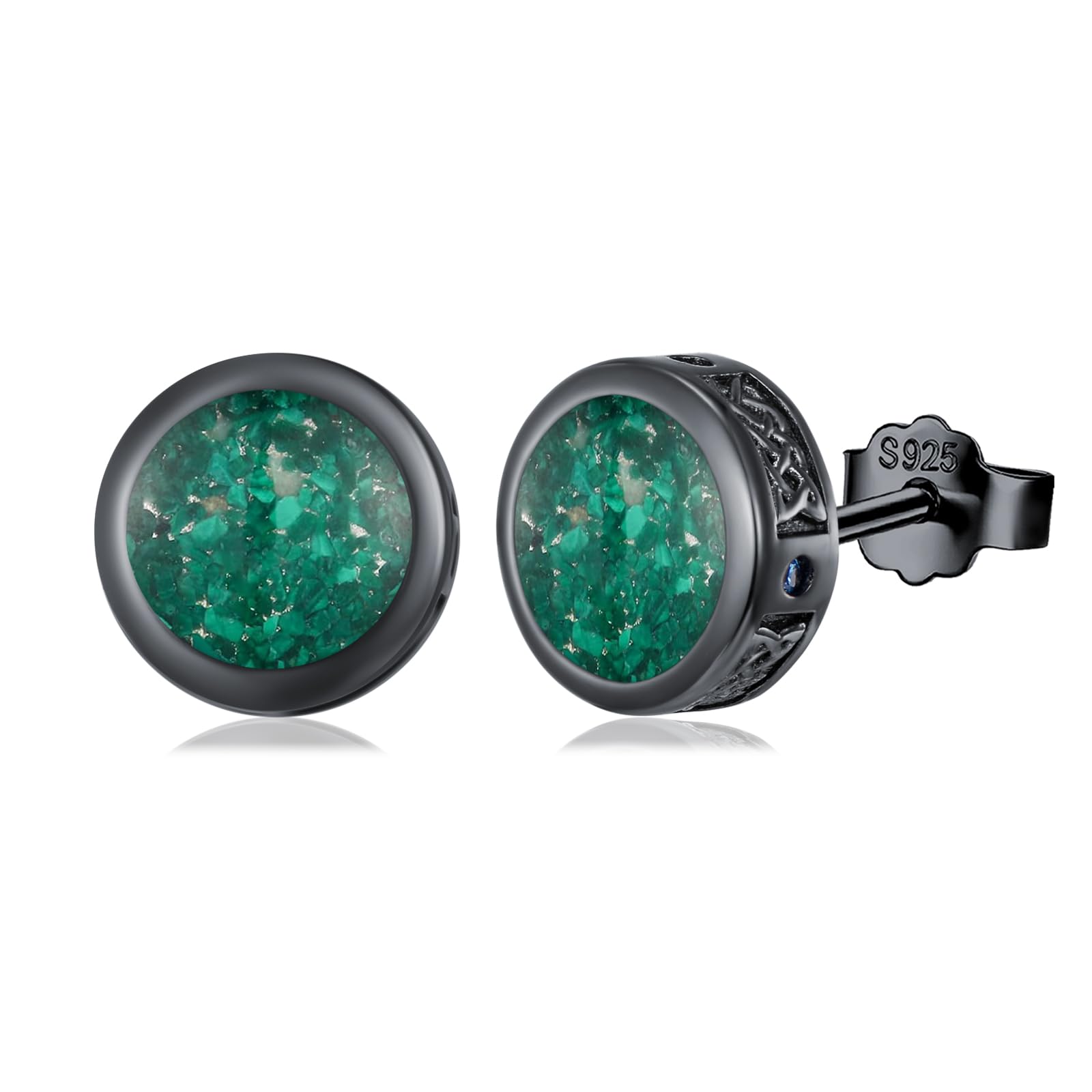 925 Sterling Silber Schwarz/Silber/Gold/Ohrstecker für Männer Frauen Unisex Wikinger Ohrringe für Hypoallergene Ohren Geschenke für Ehemann Frau Vater Bruder,Größe 7 & 9,5 mm