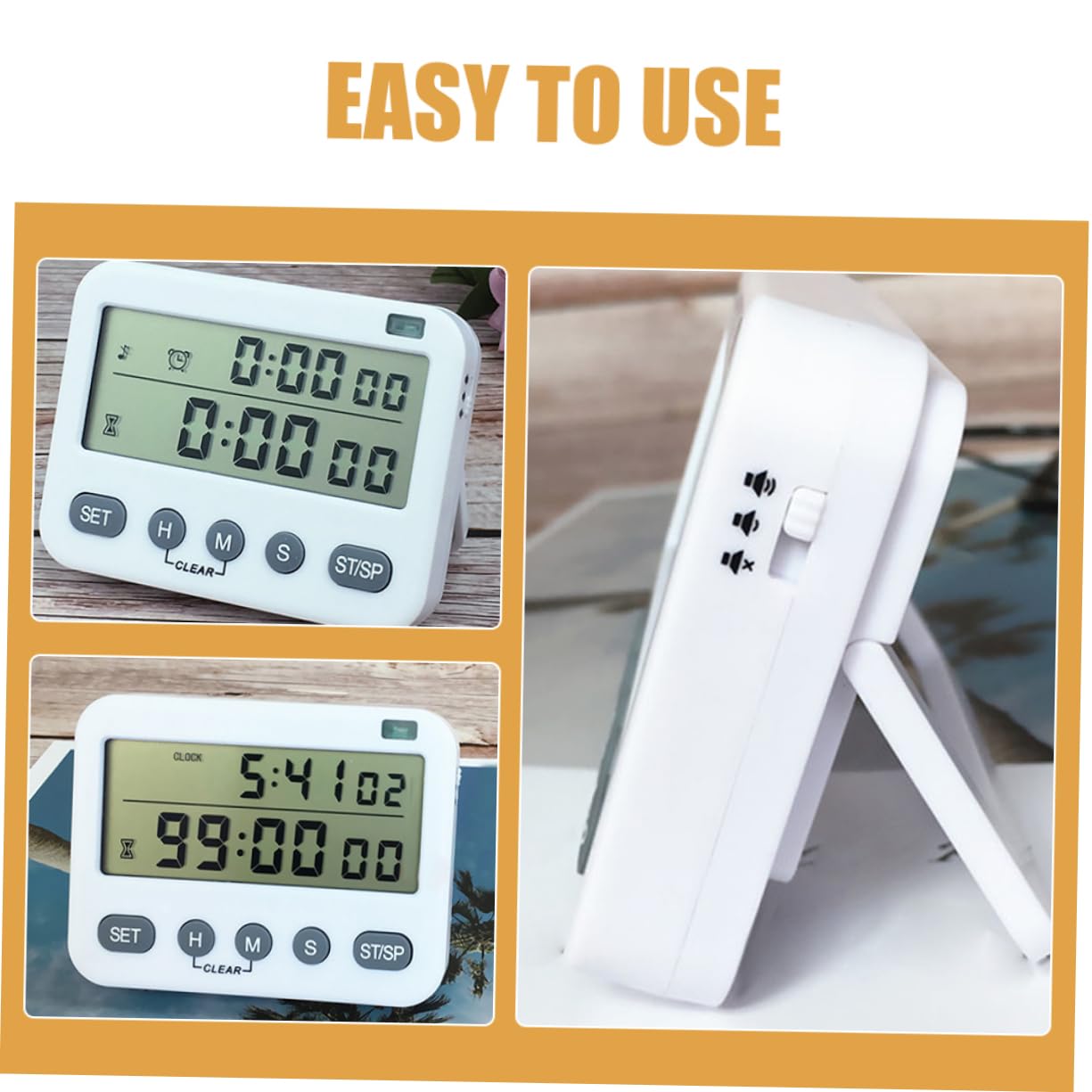 Amosfun 2 Piezas Temporizador de Alarma de Cocina - Temporizador Digital Dispositivo de de Laboratorio Reloj Arriba cronómetro de Cocina para cocinar