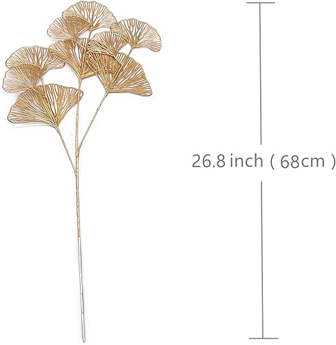 Miniatura 5 de PASYOU Plantas artificiales para decoración de Navidad, arbustos falsos de hierba de plástico dorado, hojas de albaricoque, para interiores y