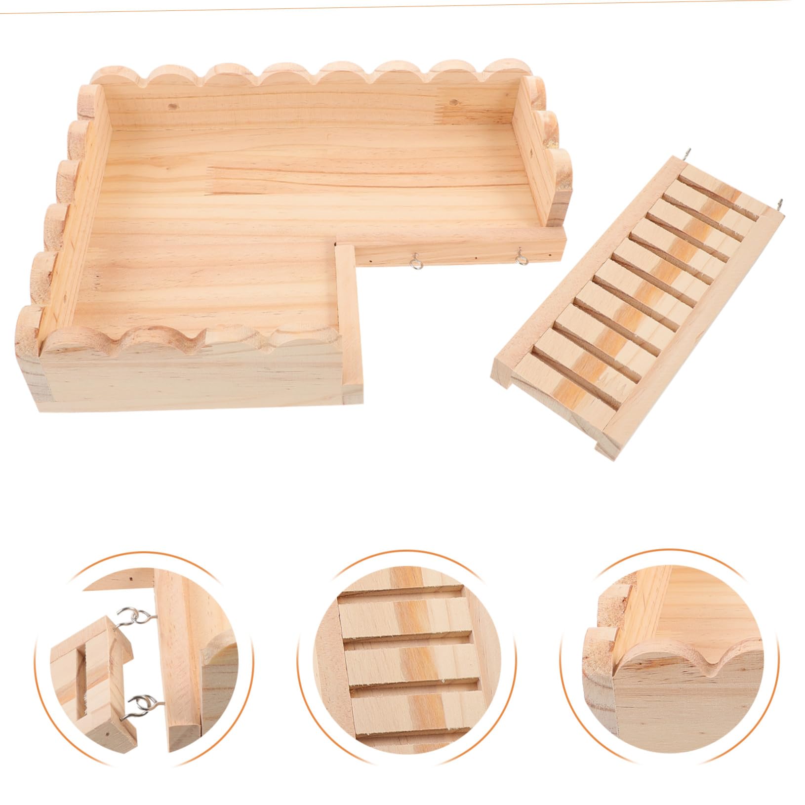 BESPORTBLE Hamsterplattform aus Massivholz mit Krabbelleiter und Zubehör für Hamsterkäfige Funktionsreiches Hamsterspielzeug mit Khakifarbenem Kunststoff und Einfacher Lagerung