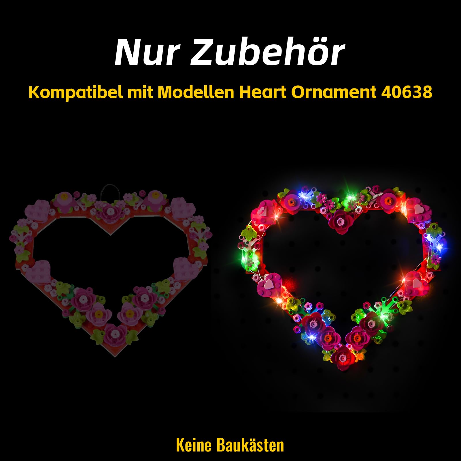 LED Light Set for 40638 Heart Ornament (Not a Lego Model), Decoration Lighting Set for Heart Ornament Artificial Flowers - Image 2