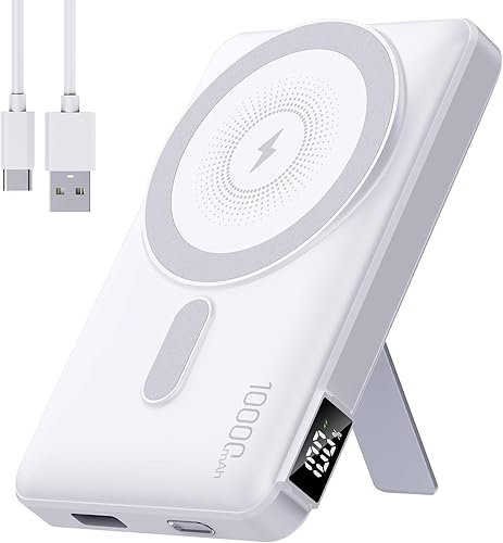 Cargador portátil inalámbrico magnético 2025  10000mAh 22.5W PD carga máxima rápida con pantalla LED incorporada, batería magnética para iPhone