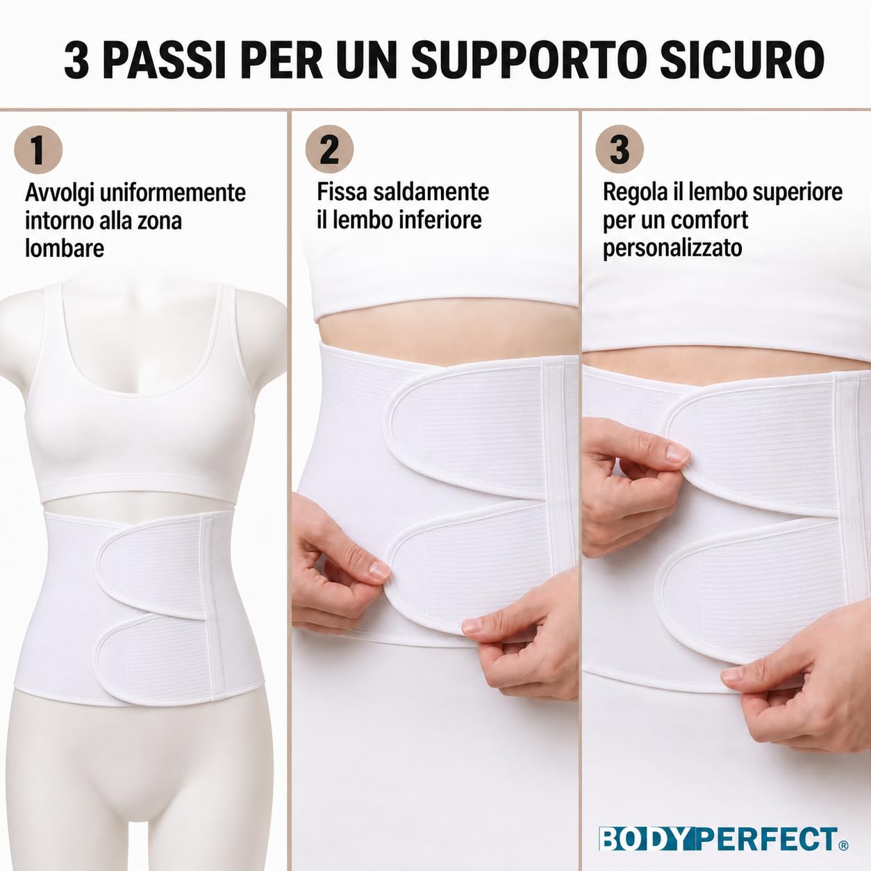 BODYPERFECT Fascia Post operatoria Unisex contenitiva Post Parto Operazione Allevia mal di schiena chiusura a strappo regolabile in Cotone (81/92 cm Girovita Addome)