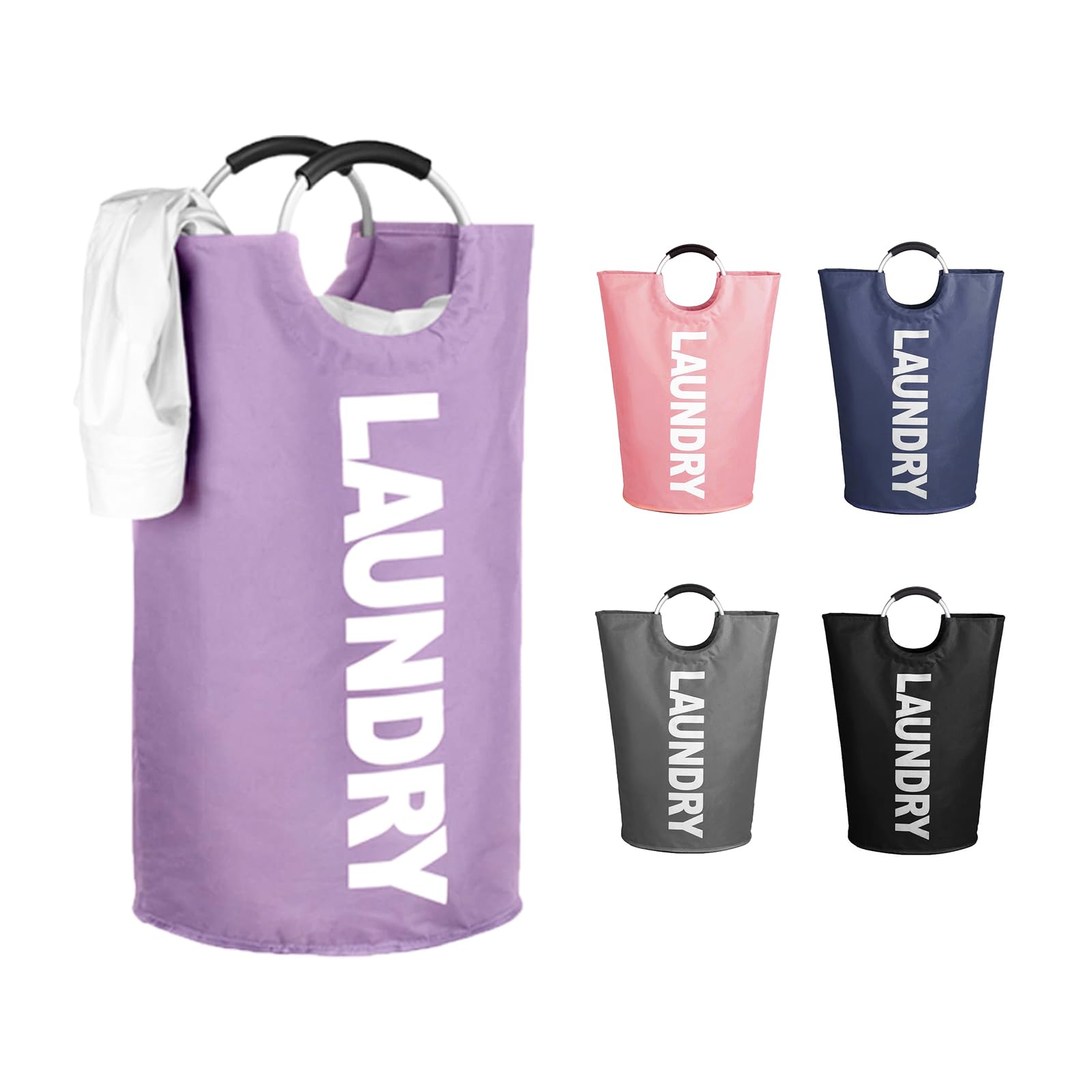 WOOHA 125L Large laundry basket,Collapsible laundry hamper, Tall Clothes Baskets Folding Washing Bin Foldable Fabric Hamper Bags for Bedroom, Closet,