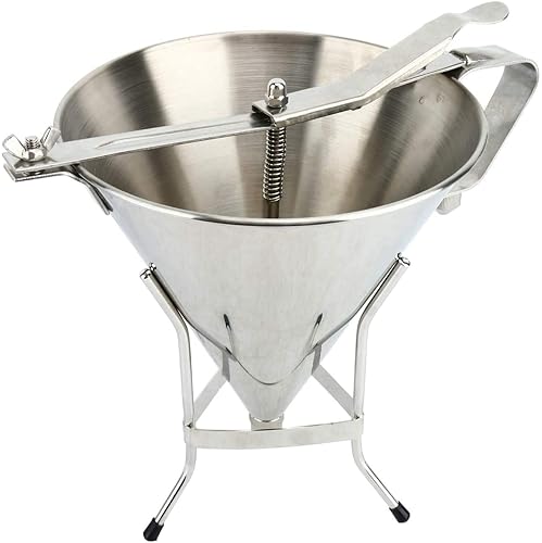 Miniatura 1 de YaeMarine Embudo de confitería de acero inoxidable, embudo de decoración de pasteles con soporte y tres boquillas, herramienta de calidad comercial,