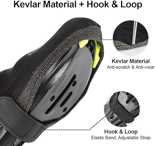 Miniatura 3 de ROCKBROS Cubrezapatos de ciclismo para dedos de invierno para zapatos de ciclismo, protectores de Kevlar negro, 1 par