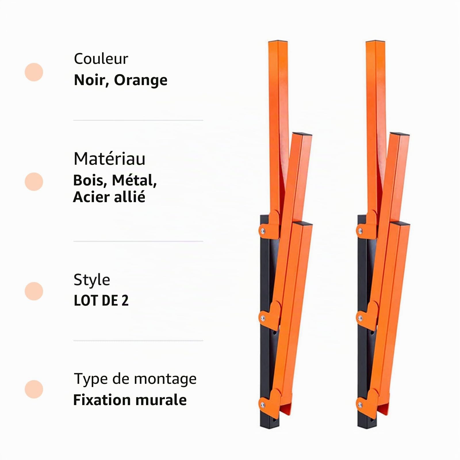 Organisateur mural en bois, étagère en métal à 3 niveaux pour usage intérieur et extérieur, rangement en bois qui économise de l'espace