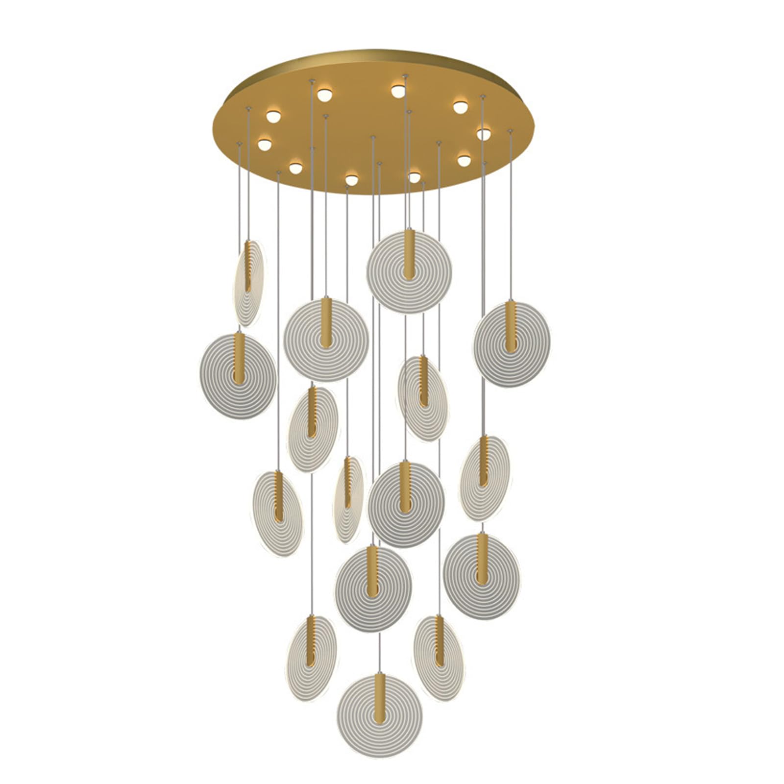 Éclairage escalier villa haute suspension longue led 16 globes