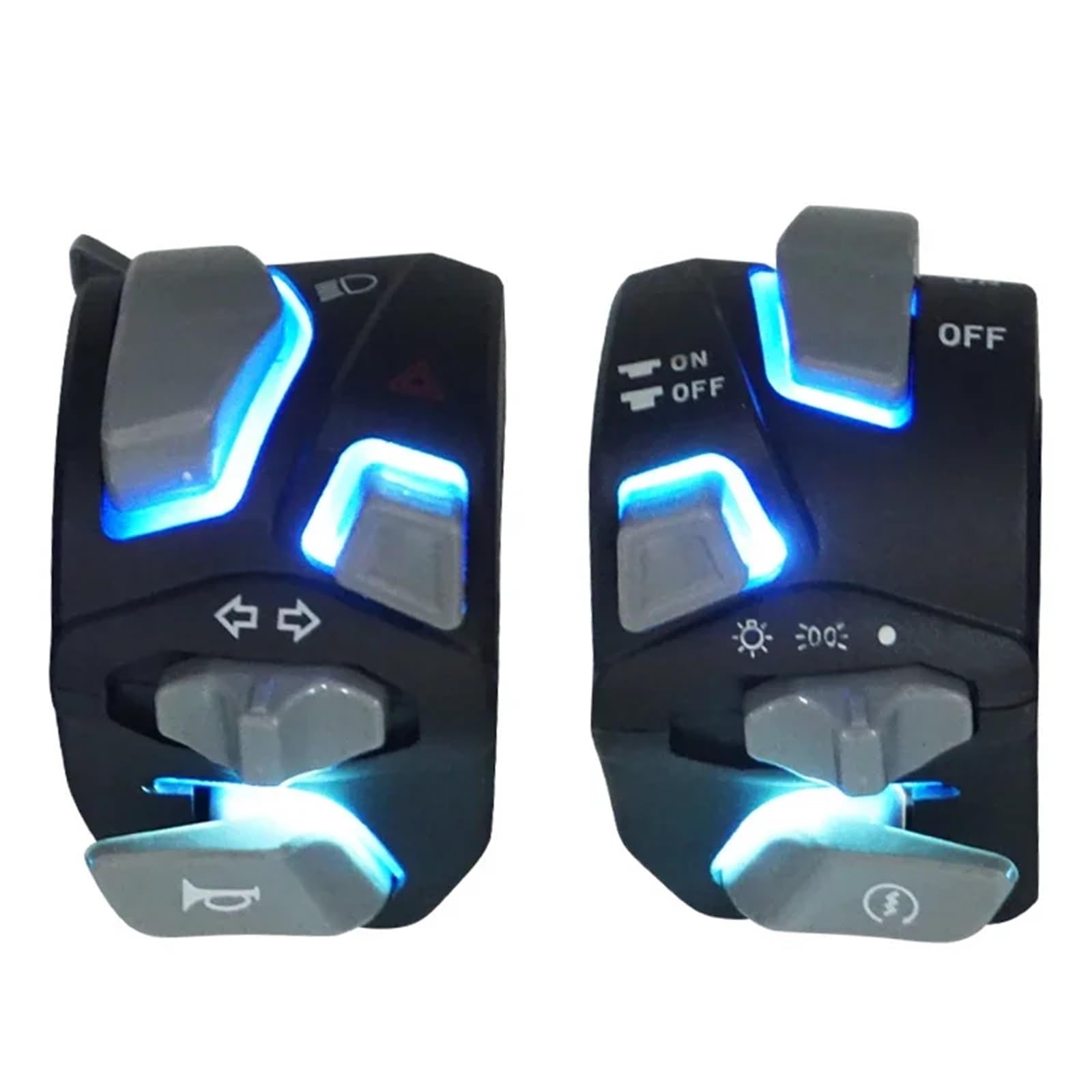 Włącznik kierownicy motocykla 7/8 ''22mm przełącznik na kierownicę motocykla światło ostrzegawcze reflektora kierunkowskaz klakson przycisk Start Kill With(Blue-Light)