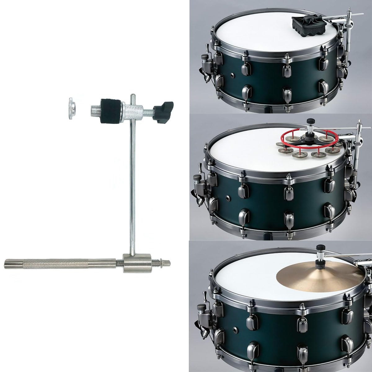 Cymbal Hi-Hat Tamburin Percussion Zubehör Mount Arm Montage L-Rod mit Bass Drum Hoop Clamp für Snare Drum Effekt