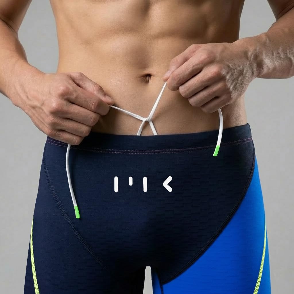 MY KILOMETRE Men’s Swim Jammer Hydrophobic Woven Fabric Compression Swimwear Chlorine Resistant for Training & Racing