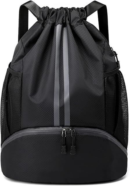 BROTOU Unisex Drawstring Backpack, Large Oxford Gym Bag, Waterproof Travel Bag, Student Backpack, Durable Sports Ball Bag with Shoe Compartment, Suitable for Sports, Holidays, School