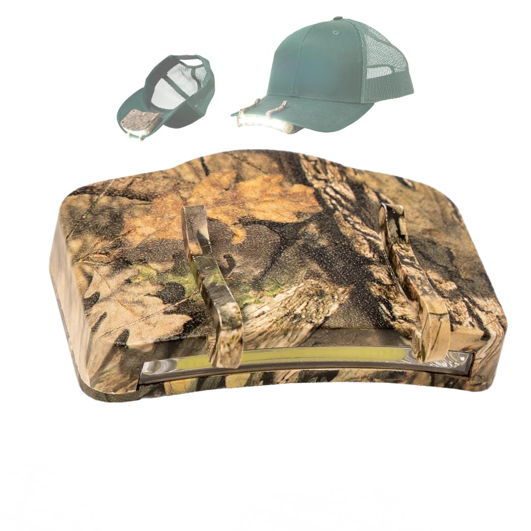 Night Vision Cap Light –Compact, Clip-On Hat Flashlight Powered by AAA | Dual LED Modes for Camping & Hunting | Lightweight Hat Flashlight for Billed Hats Suitable for Outdoor use Camo