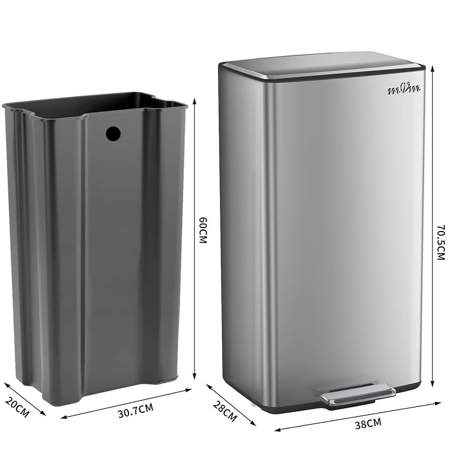 ステンレススチール ペダル式ゴミ箱 40l アウトレット】EKO ステンレスペダル式ゴミ箱 角型 40L 1個 幅