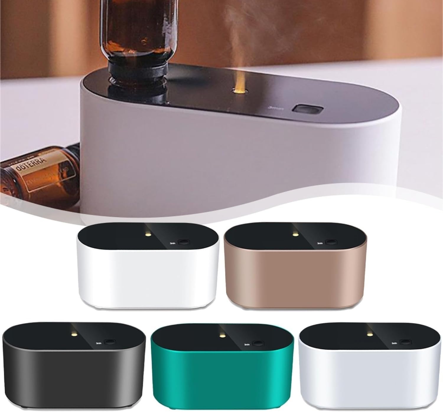 Domésticos Difusor de aceites Esenciales de 300Ml, humidificador evaporador difusor de aceites Esenciales, atomizador sin Agua, batería Recargable de 2000Mah (
