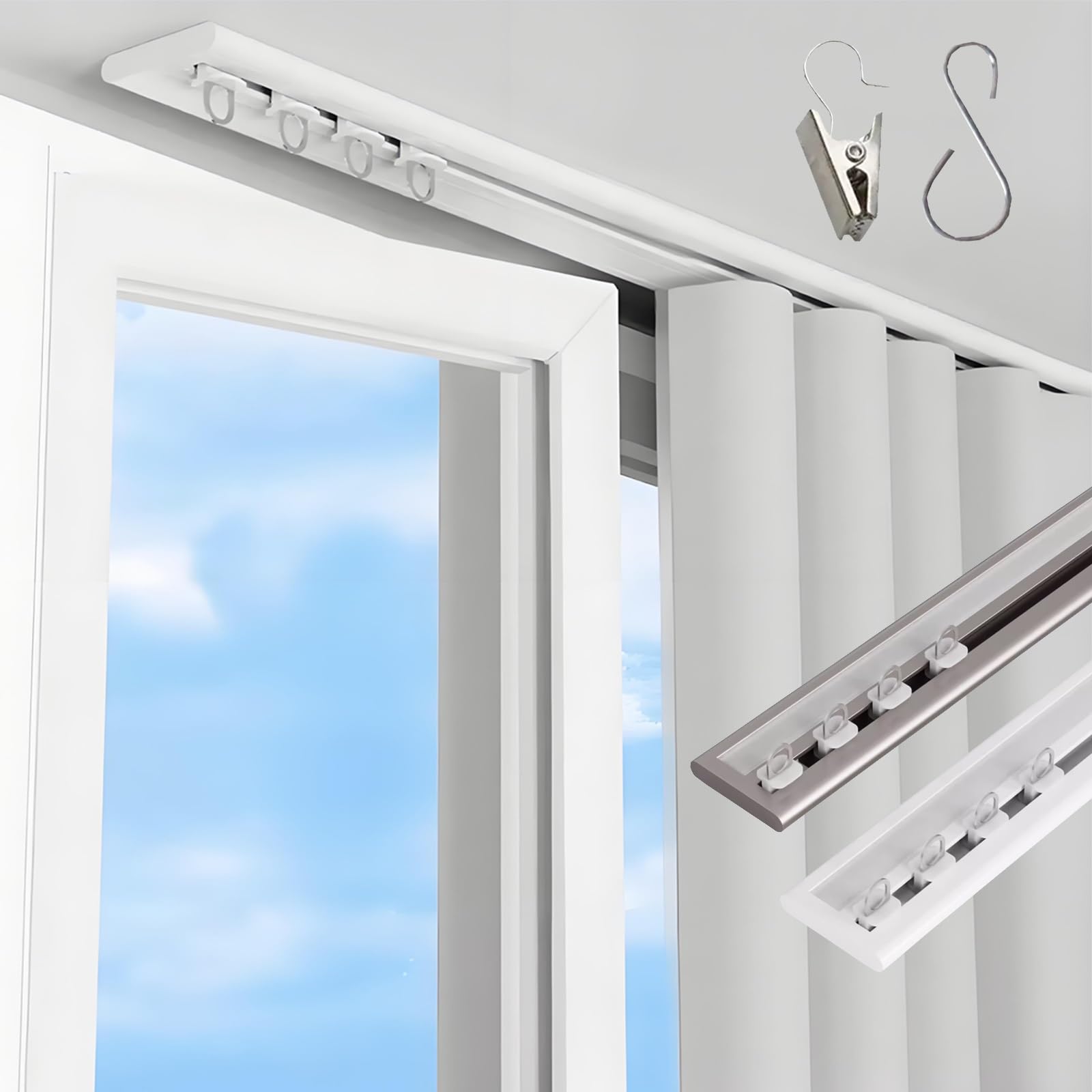 Tringle à rideaux en aluminium 250 cm pour séparer le salon avec élégance moderne