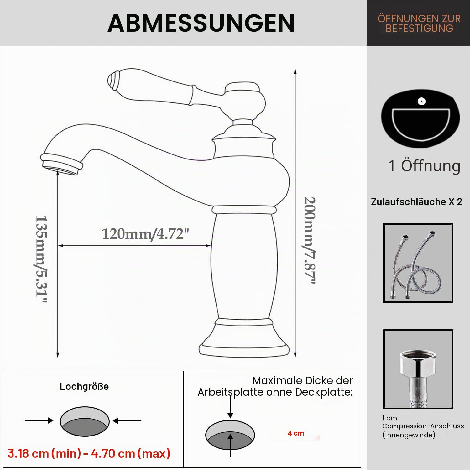 Beelee Antikes Messing Mischbatterie Wasserhahn Bad Armatur Waschtischarmatur Waschbeckenarmatur Einhebelmischer Badarmatur