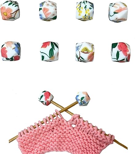 Miniatura 8 de SPANSEE 4 protectores de punto de aguja de tejer con flores, tapones de puntada para agujas de tejer, tapones de aguja, tapas de extremo de aguja de