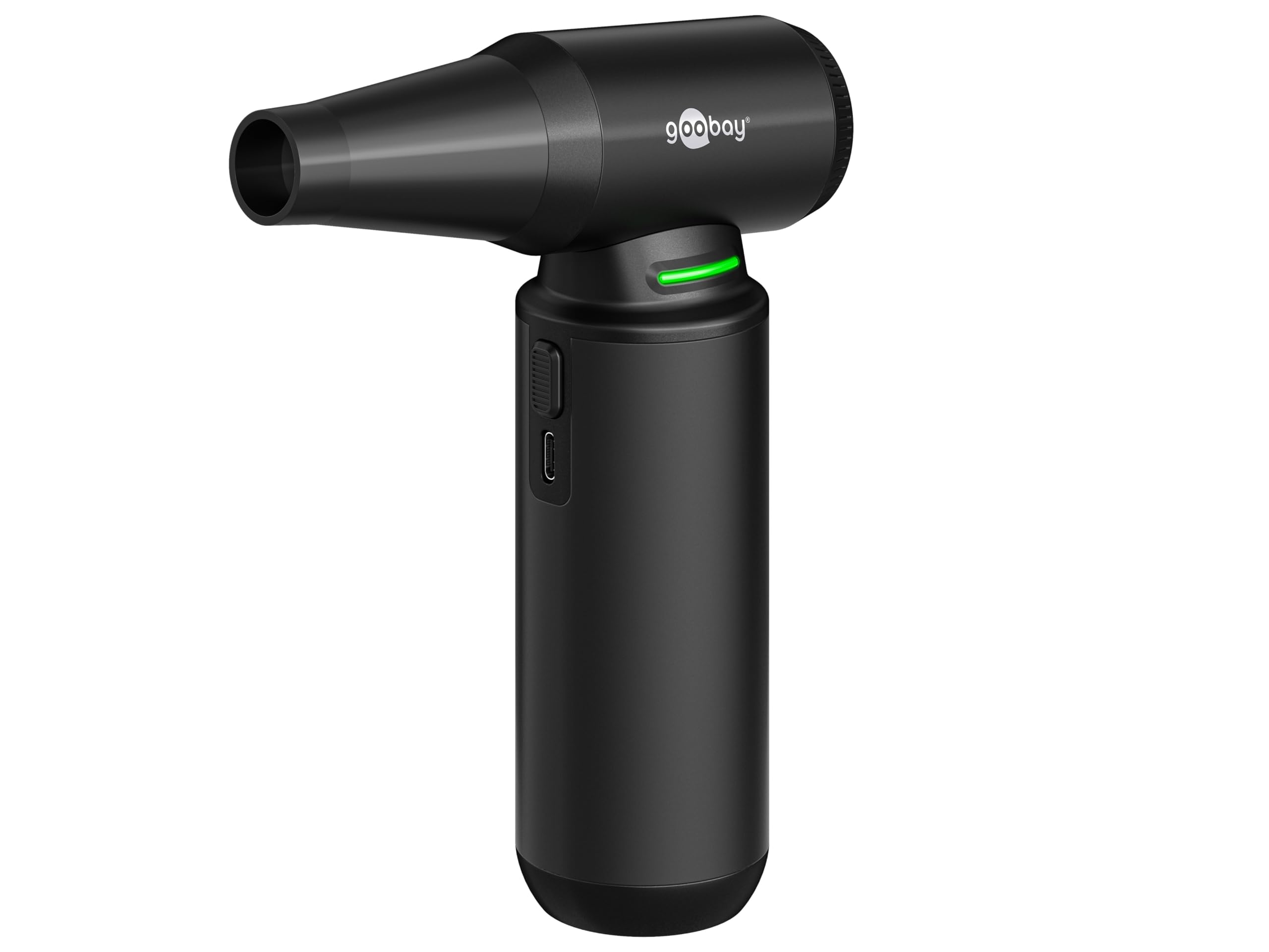 goobay Staubgebläse Superior mit 3 Stufen, 6.000 mAh Akku, 130.000 rpm, bis 110 min Betriebsdauer, inkl. 8 Aufsätze zum Entfernen von Staub auf Tastaturen, im PC, im Sofa, Autointerieur – 77831