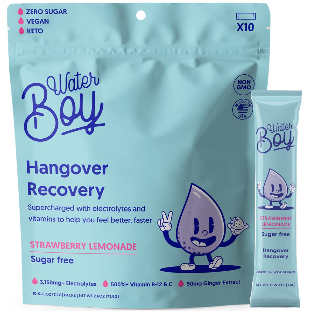 Buy Waterboy Hangover Electrolyte Powder Packets 3170mg of