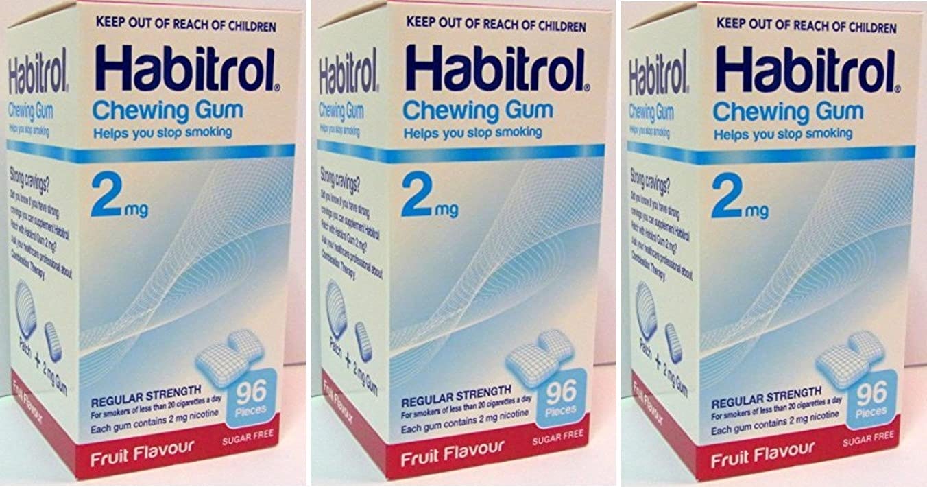 Habitrol Coated Nicotine Gum 3 Boxes Fruit 288 Pieces 2mg
