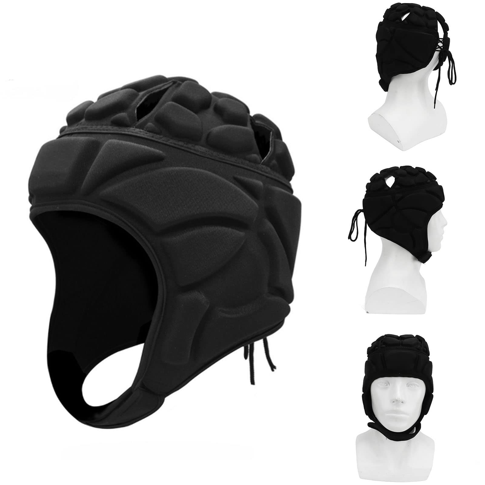 Protector de Cabeza de Gorra de Rugby, Previene Colisiones Casco de Portero de EVa Protector Suave Profesional con Rejillas de Ventilación para Fútbol(SG)