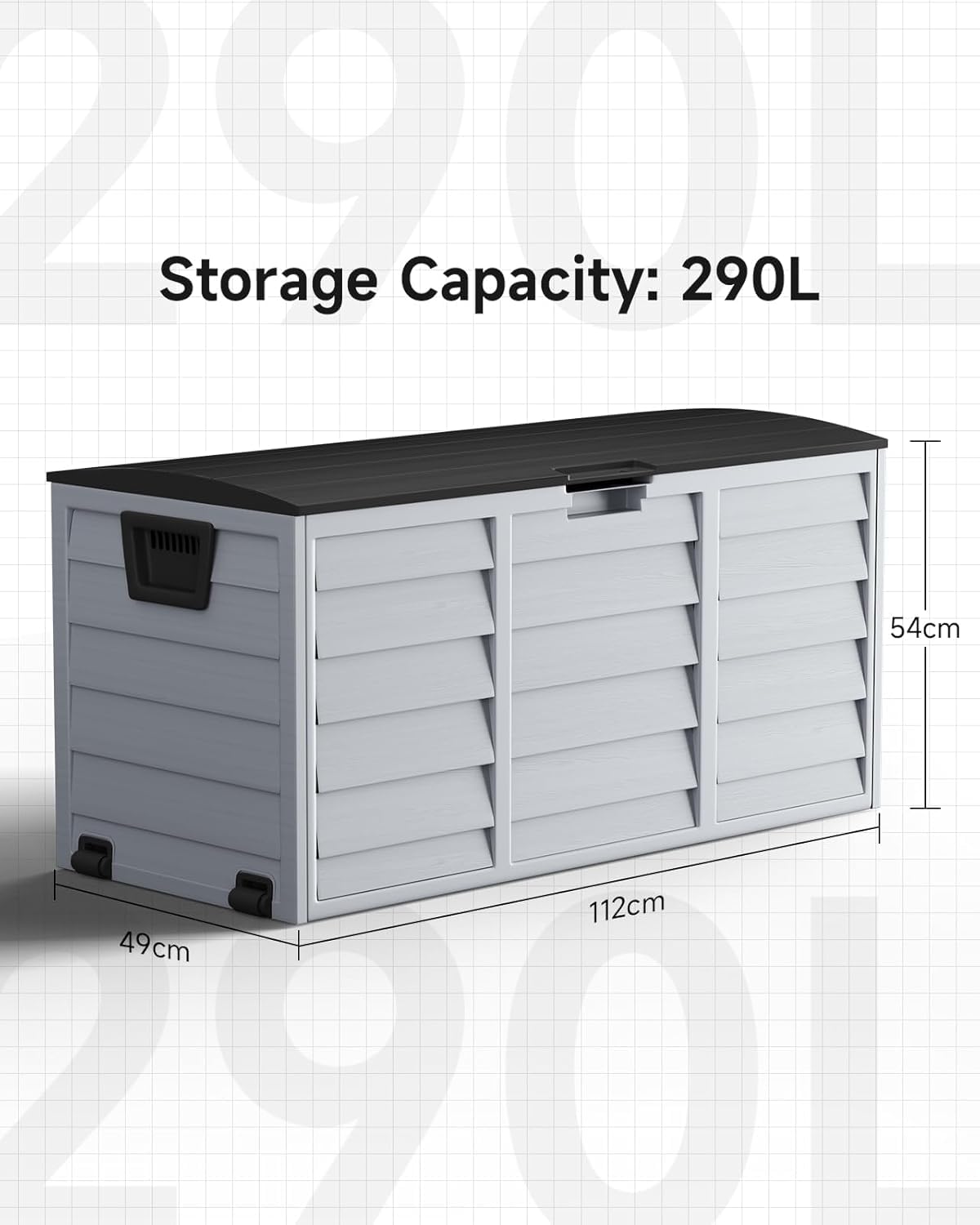 Baule Porta Legna Baule Da Giardino CASARIA 290L - Aspetto Legno, 6 Ruote, Coperchio Resistente Cassapanca Giardino - Foto 5