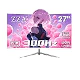 ZZA 27 inch White Gaming Monitor,300Hz Curved Monitor,Full HD 1080P White Computer Monitor,Eye-Care Display with HDMI,DP,FreeSync,Wall Mountable for Gaming and Office