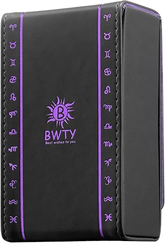 Miniatura 7 de Tarot Tarot, estuche de cuero para cartas de tarot, adecuado para cartas de tarot de tamaño estándar (2.75 x 4.75 pulgadas), diseño de fase lunar