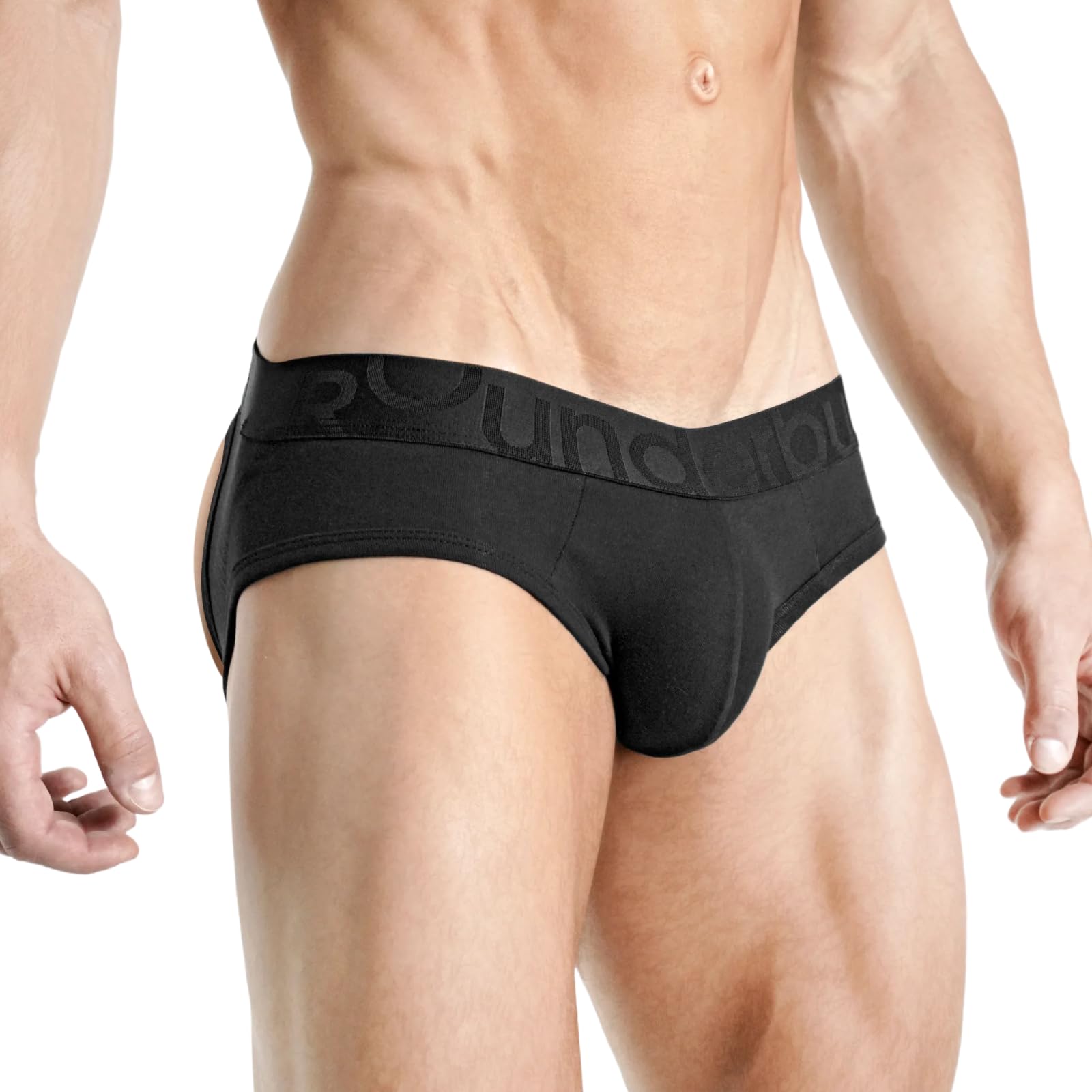 Rounderbum | Mens Underwear - Mens Boxer Briefs - Boxer with Butt Enhancing Pads - Body Shaper - Padded Underwear Shapewear, Black Padded Jc01n, L