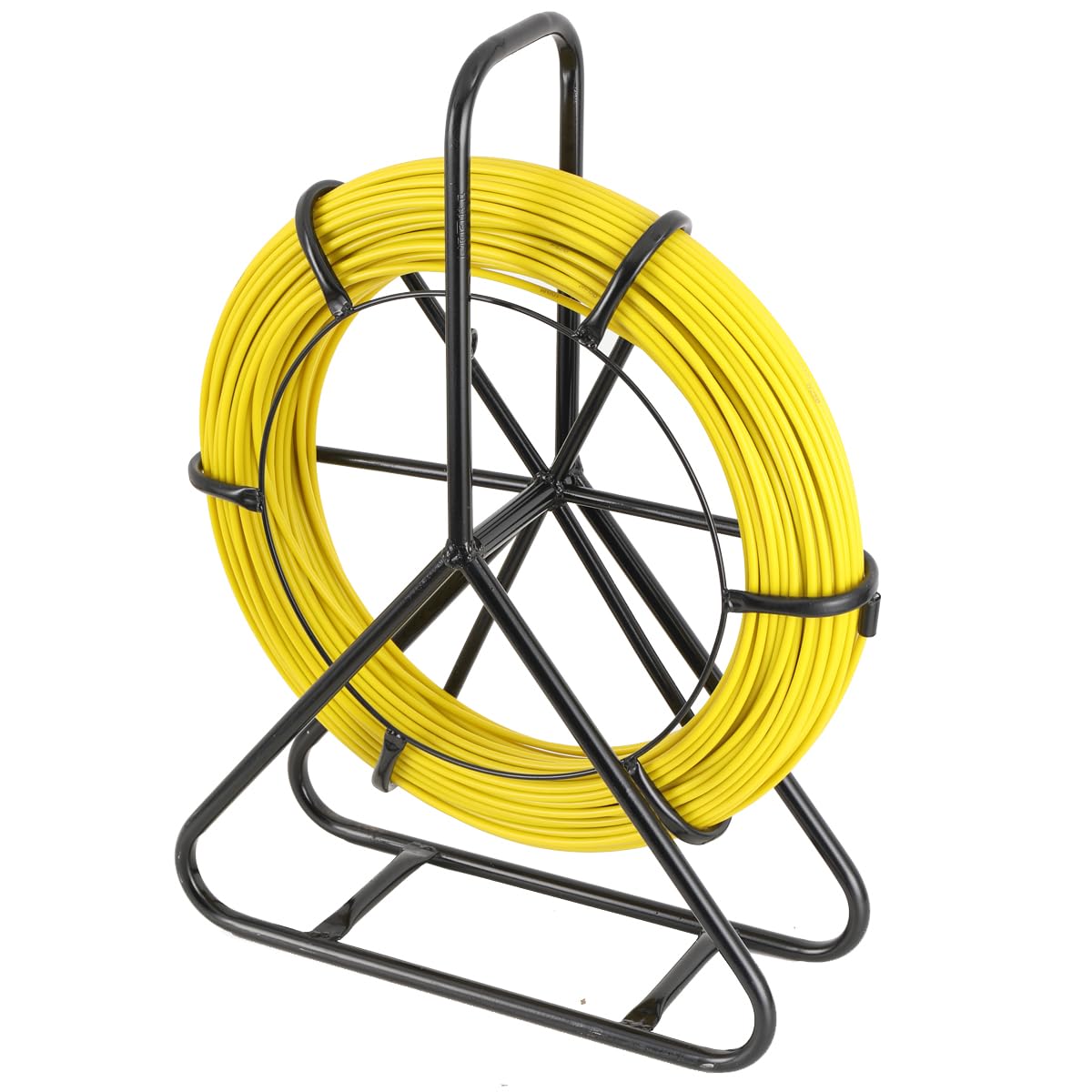 Lfhelper Fiberglass Duct Rodder 100 m x 6 mm Heavy Duty Cable Puller, with Steel Stand and Copper Coated Head for Electrical, Telecom and Network Pipe Installation