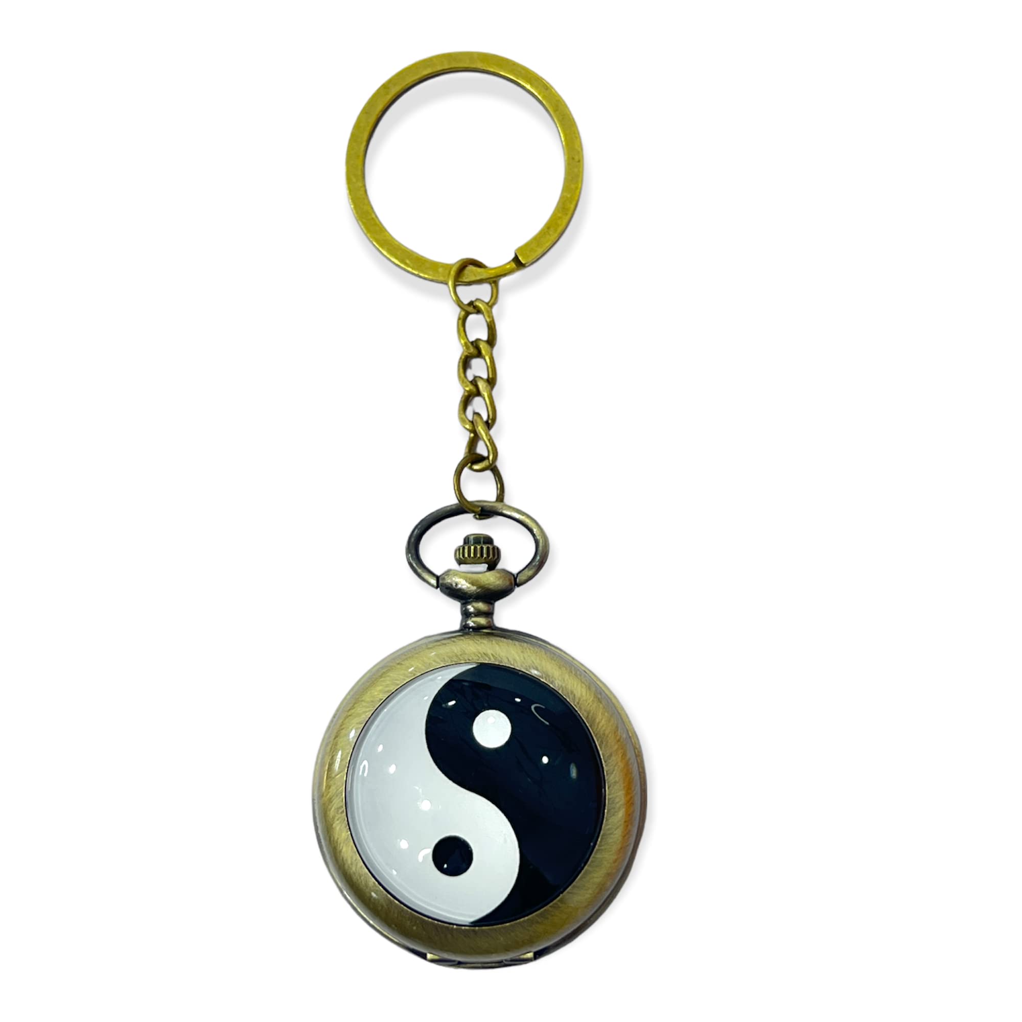 Augenpremium Pocket Watch Metal Keychain Yin Yang Retro Vintage