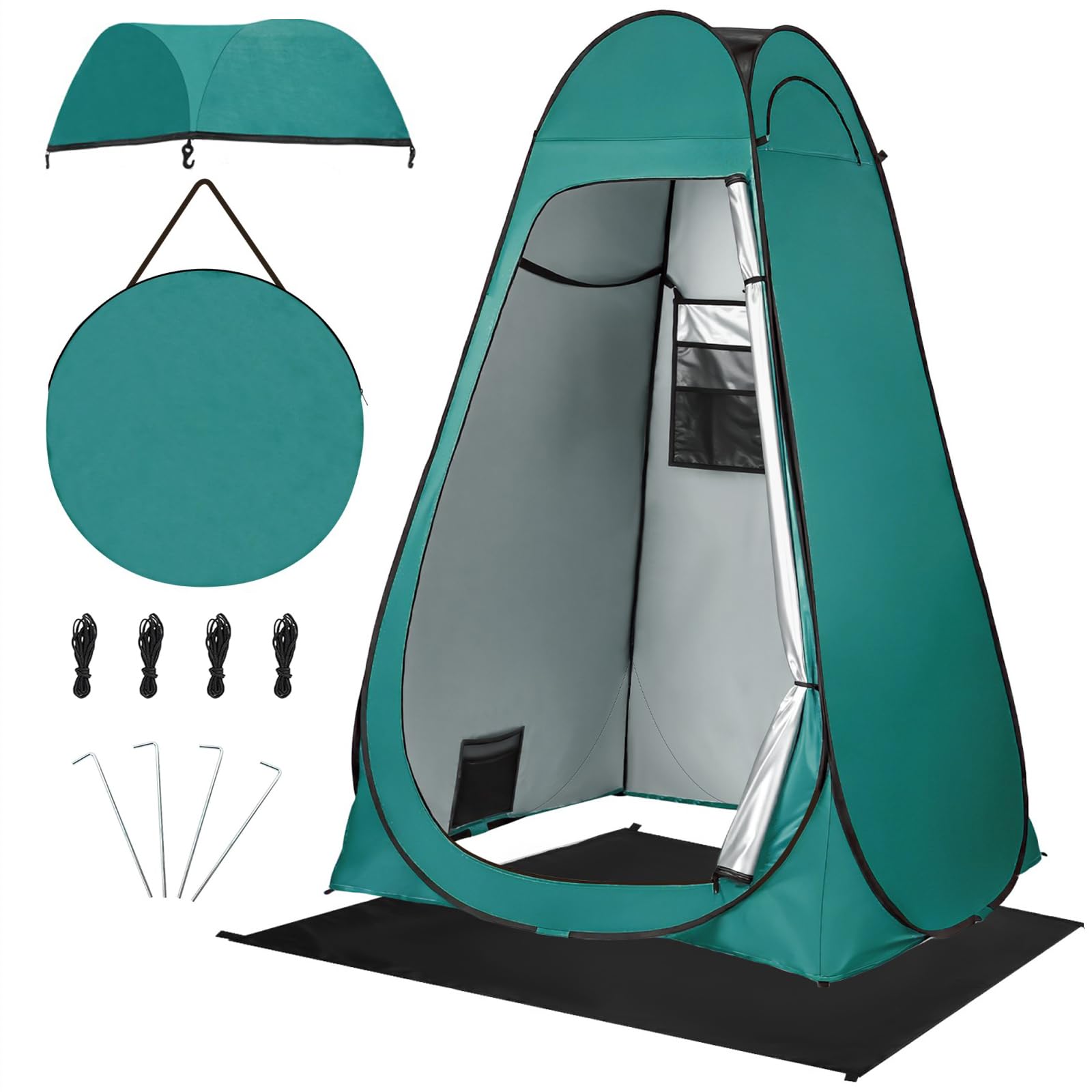 Pop Up Tent for Beach, Hiking, Fishing, Outdoor Privacy Bathroom with Rain Shelter & Windows, Pop Up Changing Tent -Portable Carrying Bag,47.2" x 47.2" x 74.8" (Green)-image-48